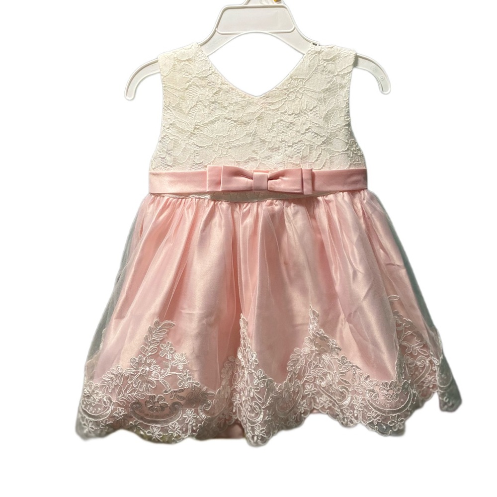 Amazon, white and pink lace dress, 18 months.